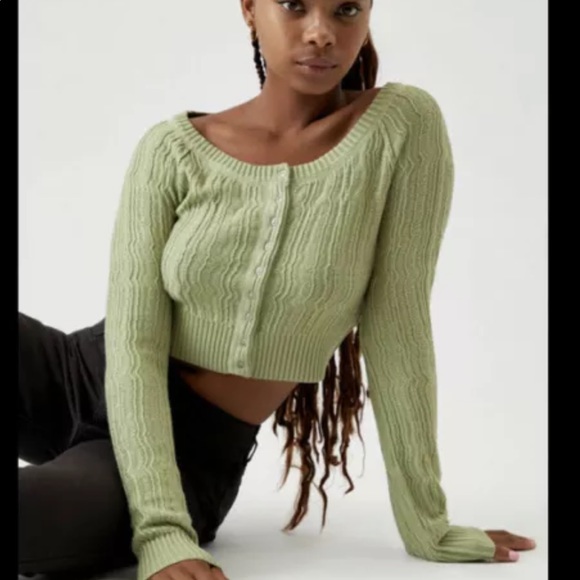 Free People mimi cropped cardigan light green, size XS! perfect condition - Picture 2 of 3